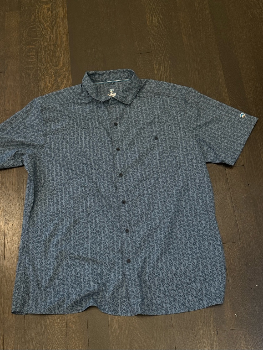 Kuhl Men's Blue Short-Sleeve Geometric Button-Down Shirt
